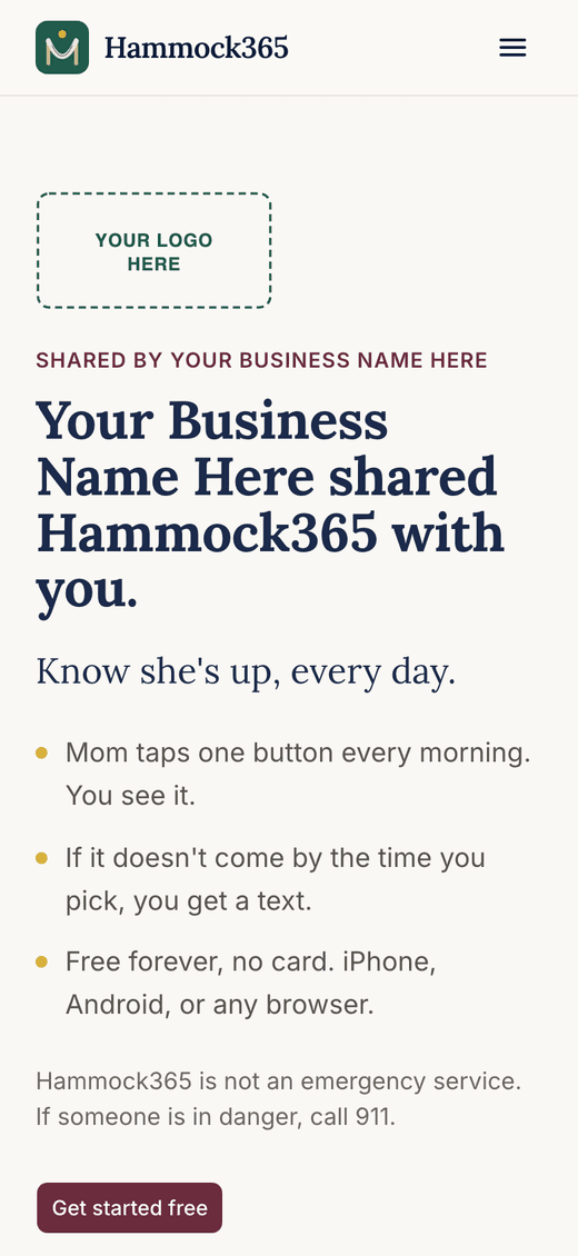 The page your QR code opens
